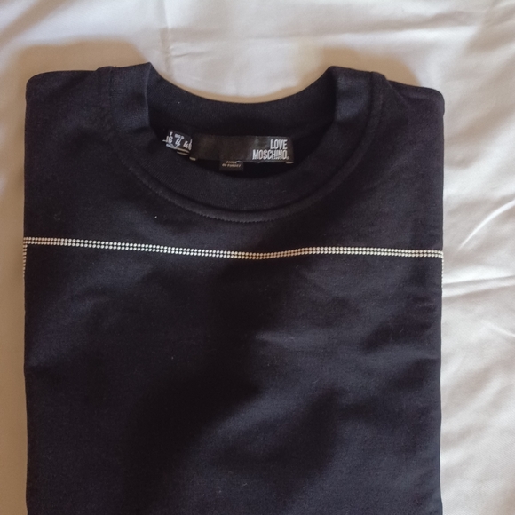 NWOT, LOVE MOSCHINO EMBELLISHED FRENCH TERRY SWEATSHIRT. - Picture 8 of 10